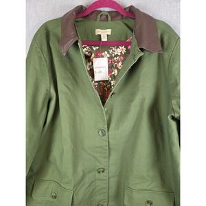 Appleseeds Chore Coat Utility Jacket Womens XL Floral Lined Preppy Career NEW